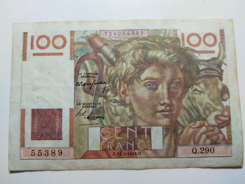 billet de 100 francs      jeune paysan      année 1949 30 Dolus-d'Oléron (17)