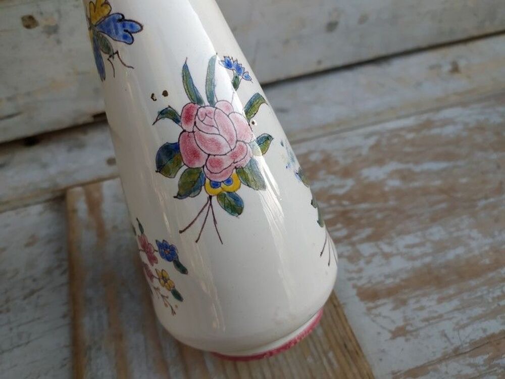 Vase Soliflore D&eacute;cor Fleurs Insectes &Eacute;mile Tessier Malicorne Décoration