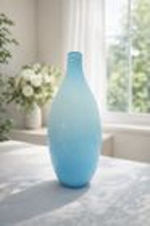  
Grand vase vintage en verre opalin bleu ? 35 Surville (27)