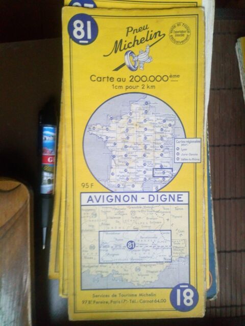 Carte Michelin Vintage Avignon-Digne 0 Autrey-lès-Gray (70)