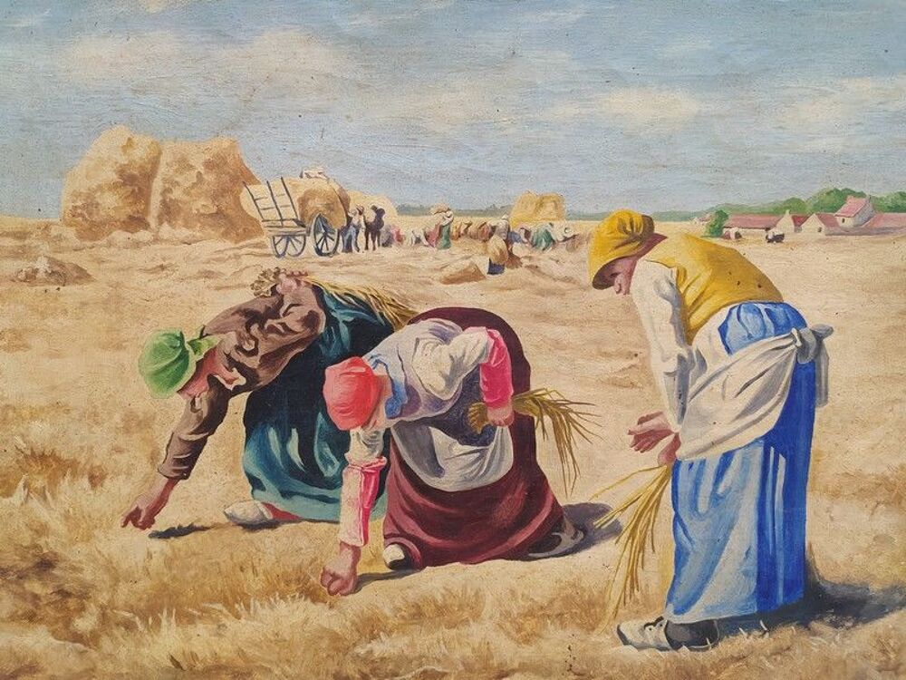 Ancien Tableau Les Glaneuses d'Apr&egrave;s Jean Fran&ccedil;ois Millet&nbsp; 