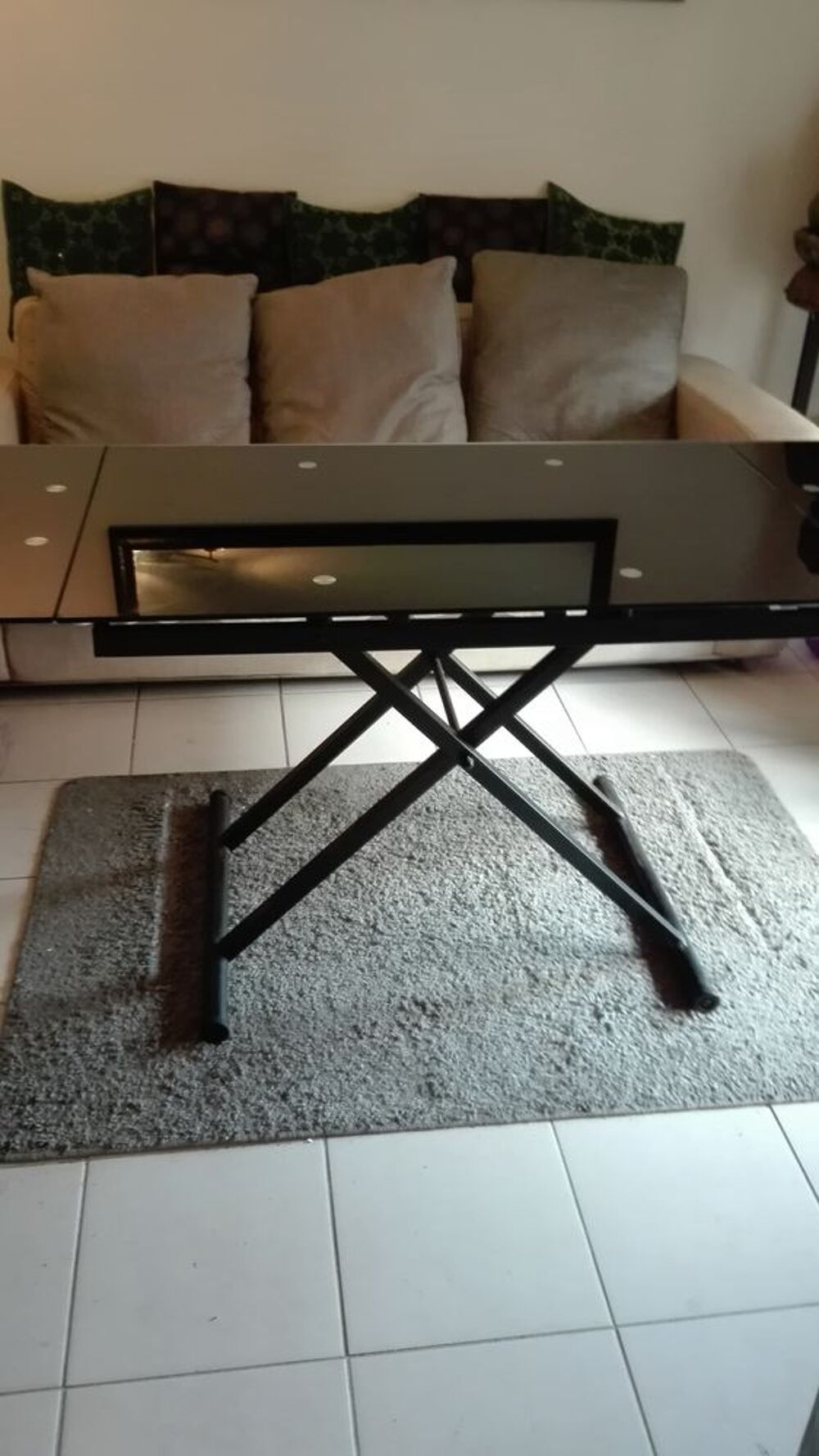 Table basse verre syst&egrave;me monte et baisse avec rallonge Meubles
