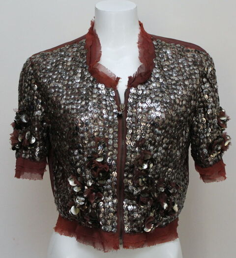 Top veste sequins et soie CAVALLI T.40 Fr 100 Issy-les-Moulineaux (92)