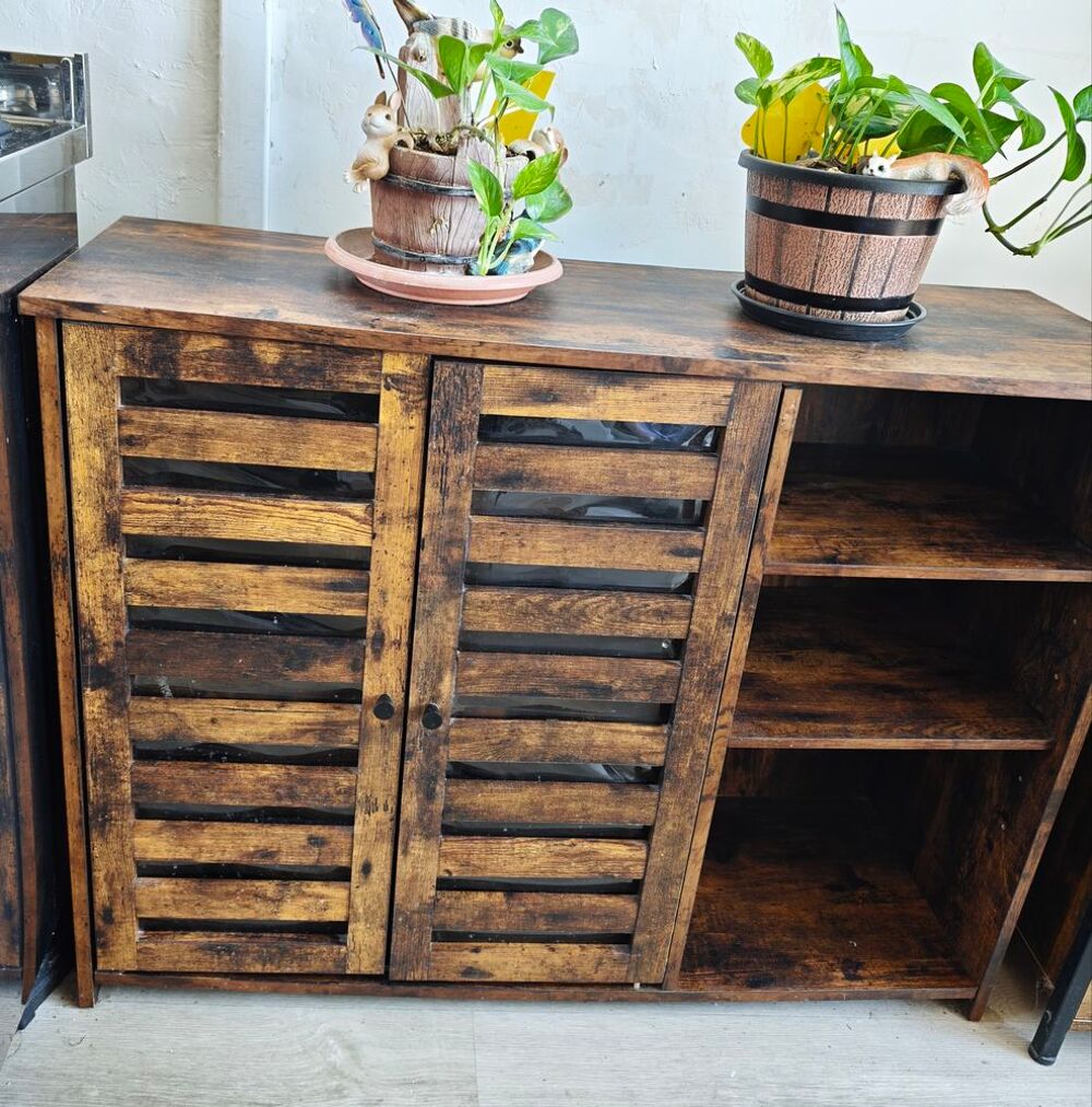 Buffet de rangement marron et noir 2 portes 100 x 35 x 75 cm Meubles