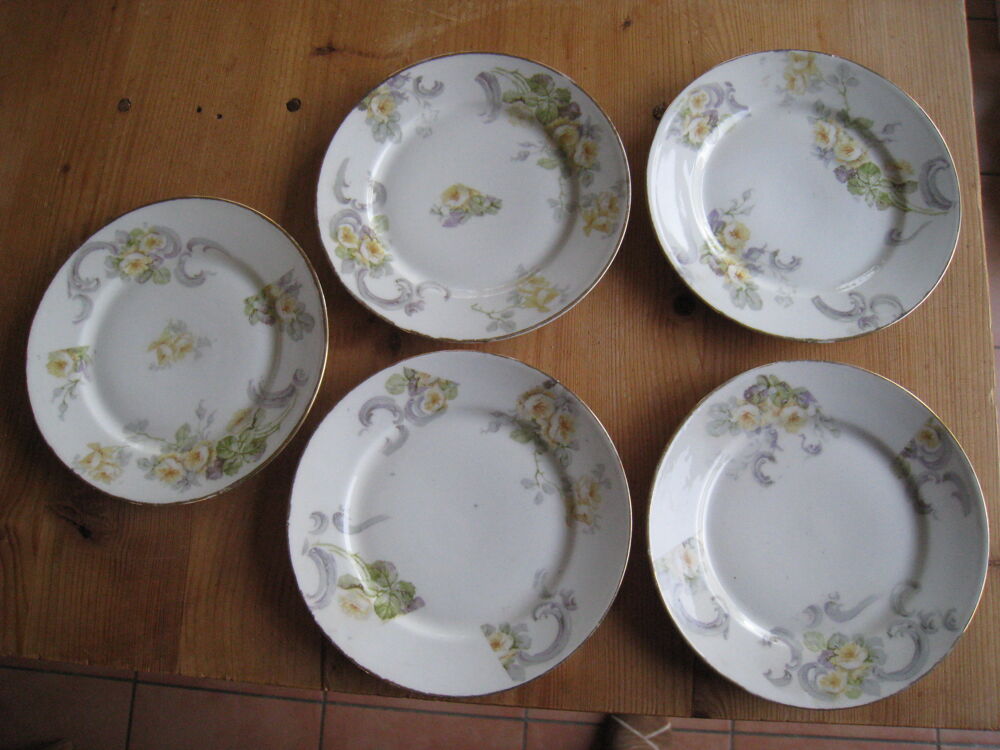 5 assiettes Limoges William Guerin 1895 - 1900 porcelaine Cuisine
