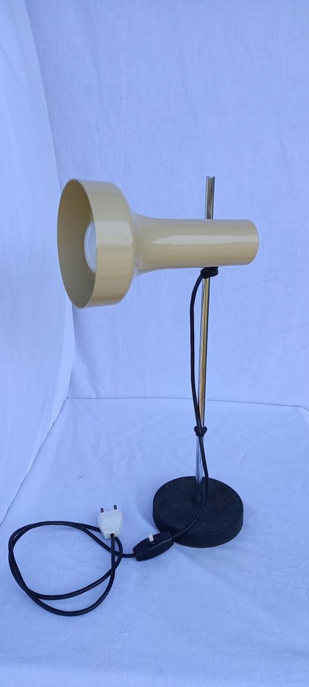 Lampe de bureau vintage 1970 beige et chrome style spot Décoration