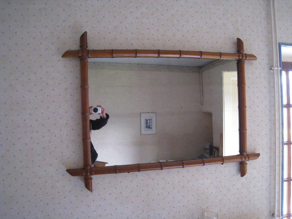 Grand miroir "bambou" au mercure 1930 Décoration
