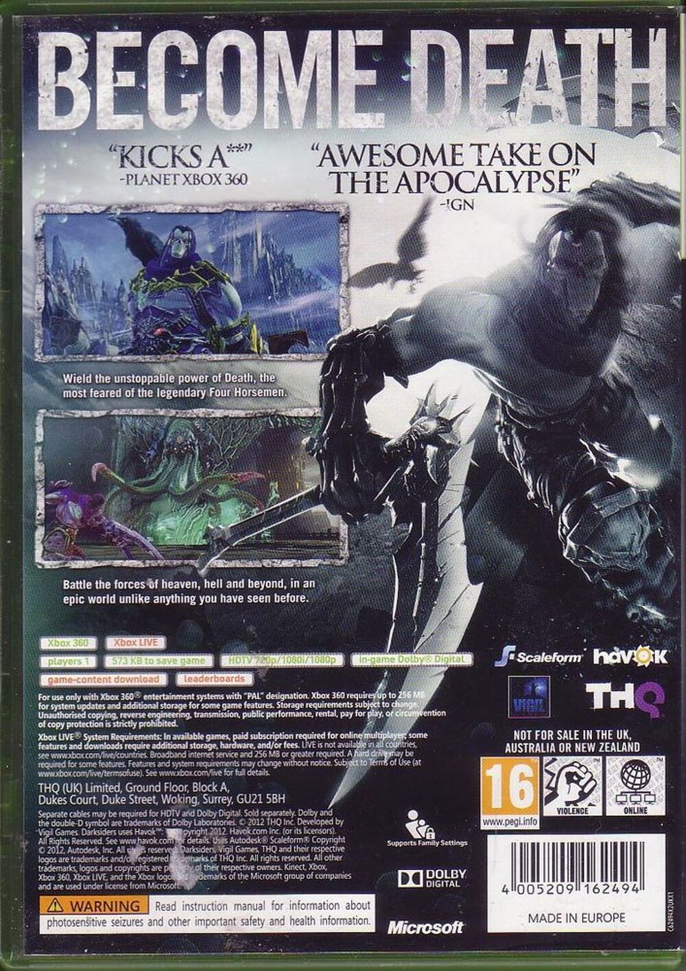 Jeu Xbox 360 darksiders II sans notice Consoles et jeux vidéos