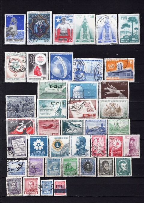 lot de 41 timbres du CHILI 2 Les Églisottes-et-Chalaures (33)