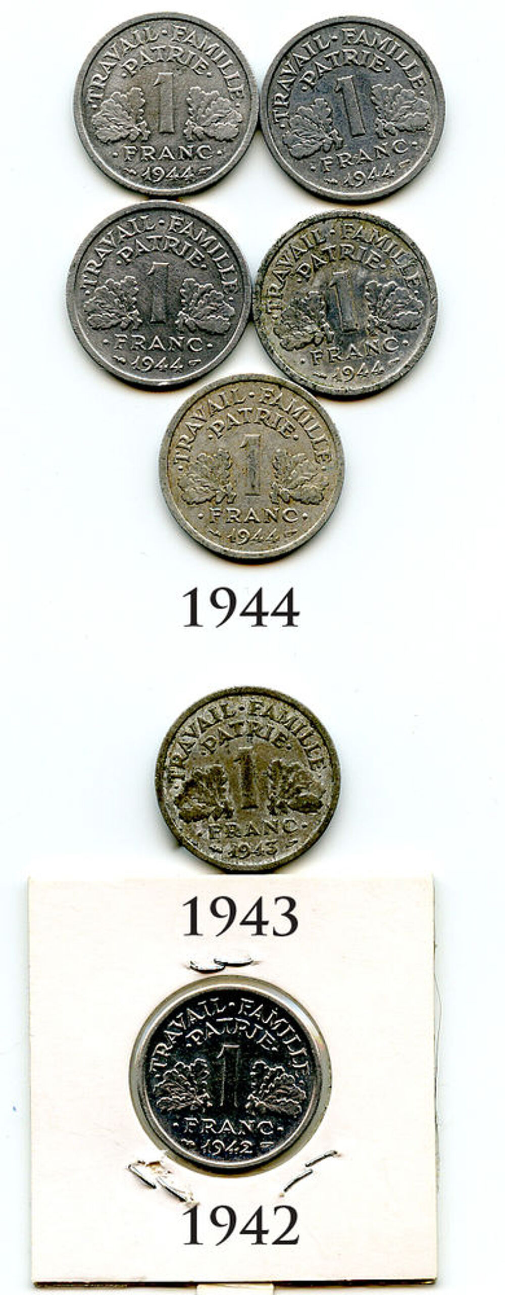 France - 1 Franc Vichy 1942/1943/1944 - Aluminium 