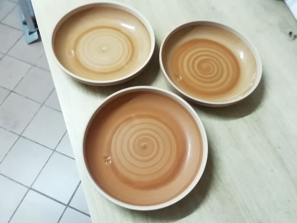 3 assiettes creuses BP v&eacute;ritable gr&eacute;s vintage 1970 Cuisine