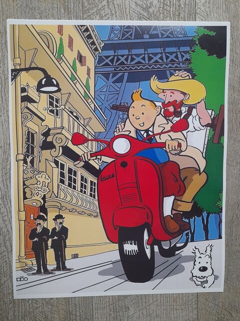 tintin - vespa 2 - paris - affiche poster 8 Saint-Georges-de-Didonne (17)