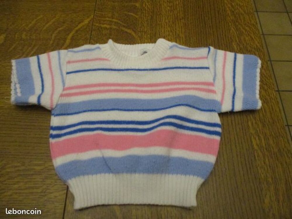 Ensemble 6 mois blanc raye rose et bleu Vêtements enfants