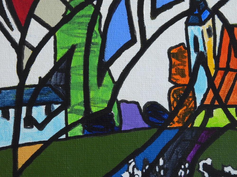 Acrylique sur toile - Le village englouti Décoration