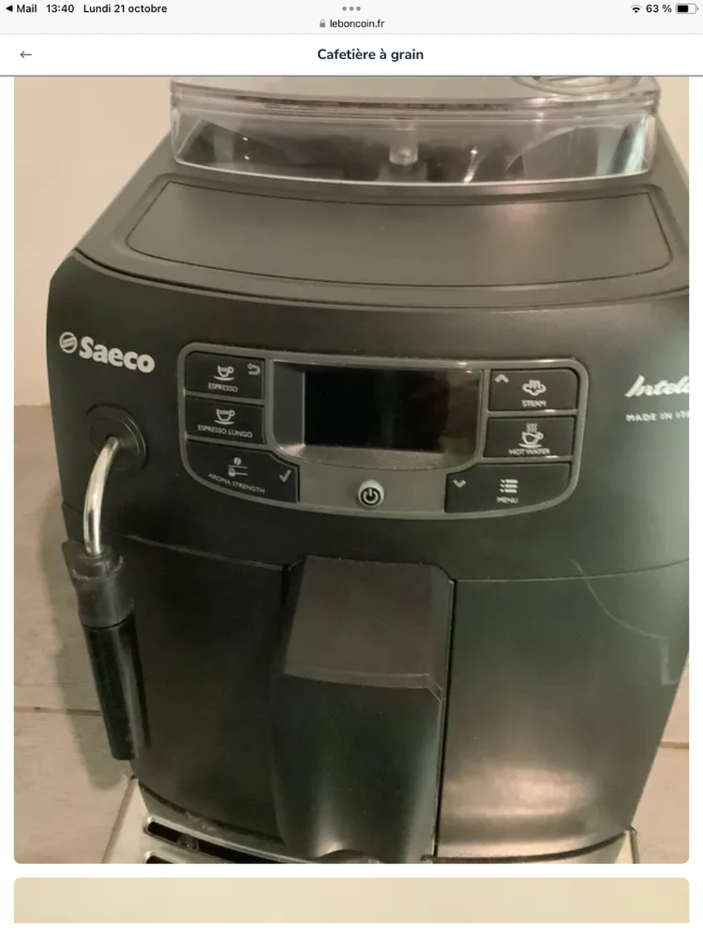 Cafeti&egrave;re &agrave; grains saeco Electroménager