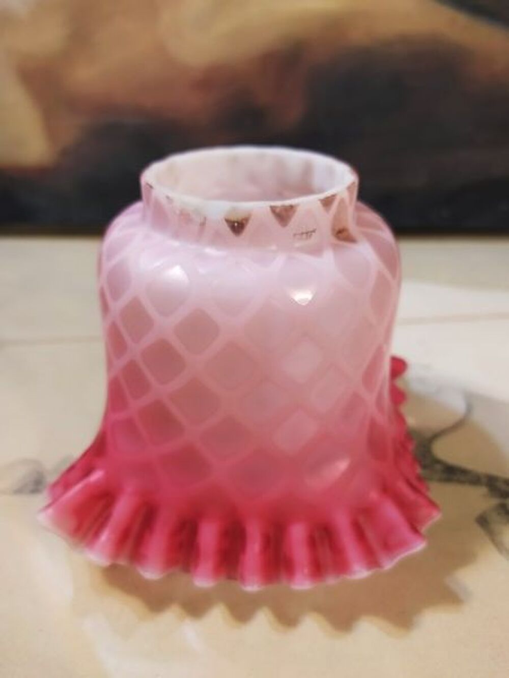 Tulipe Verre Lampe &agrave; P&eacute;trole Rose Clichy Baccarat Décoration