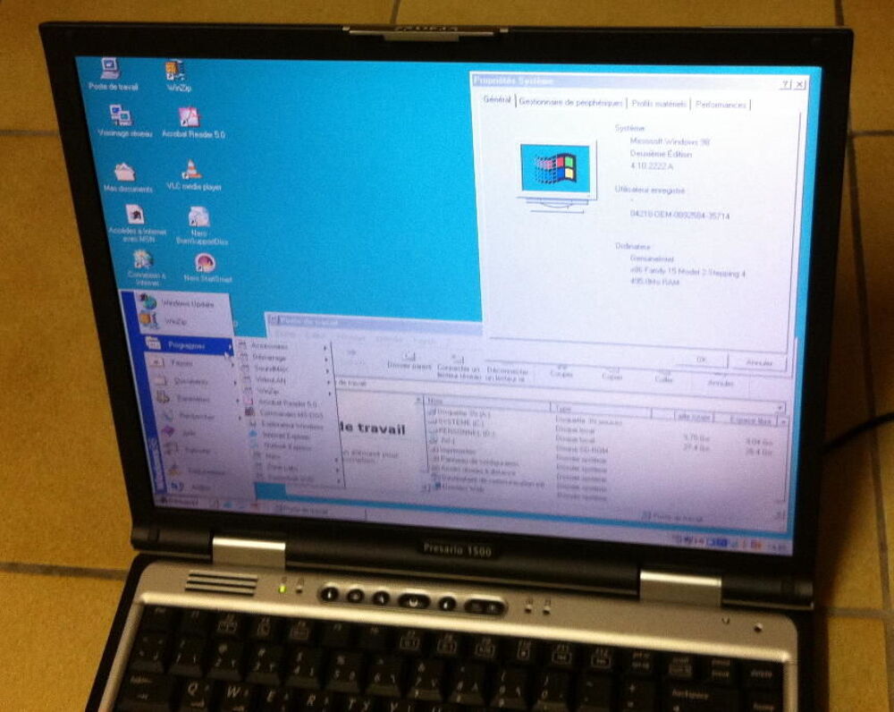 PC portable Compaq DVD Windows 98SE retrogaming Matériel informatique