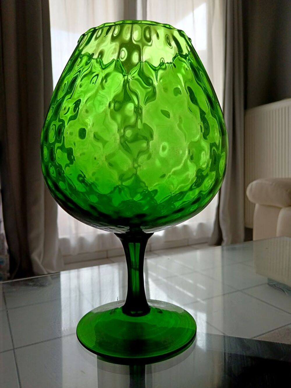 Magnifique verre/vase ballon en verre, coloris vert Décoration