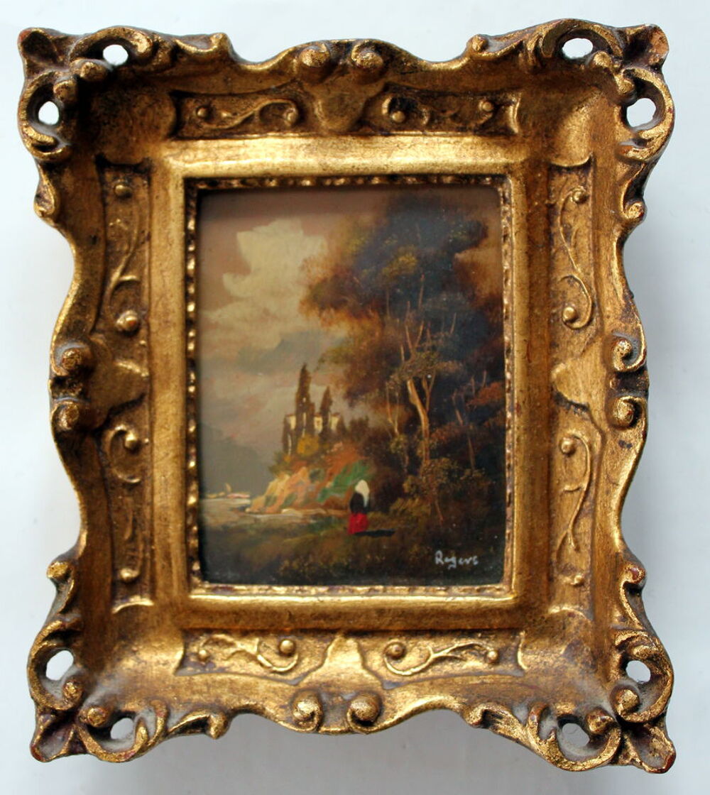 Tableau ancien paysage sign&eacute; Rogers Décoration