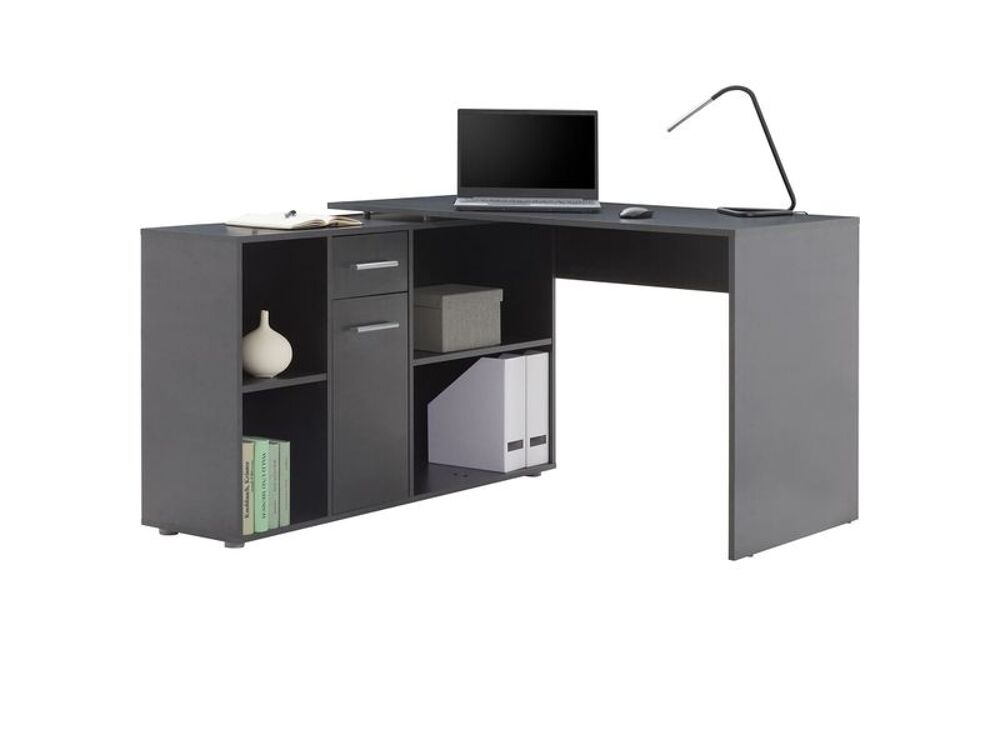 Bureau d'angle noir avec rangements Meubles