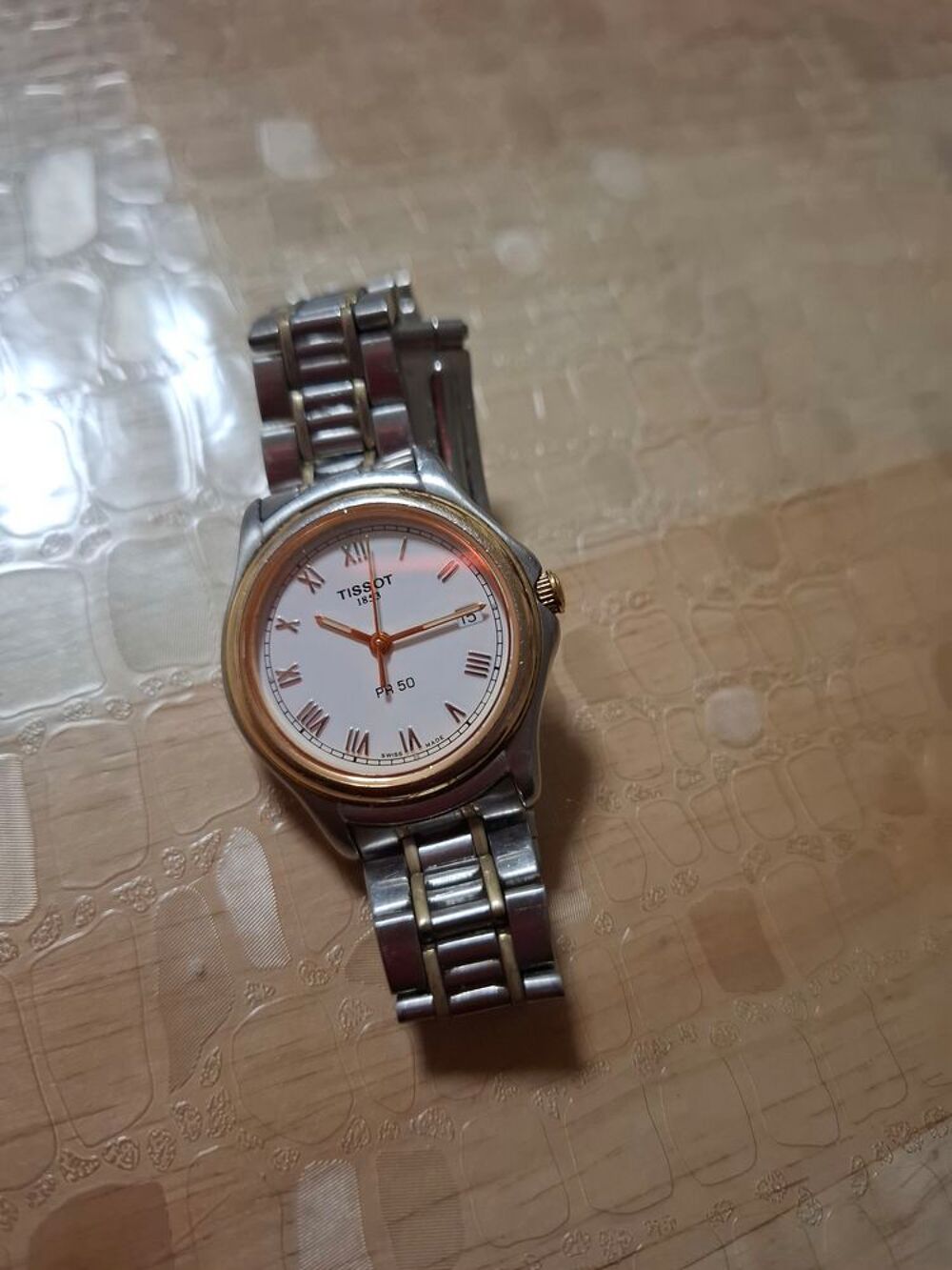 Montre Tissot bracelet m&eacute;tal cadran blanc Bijoux et montres