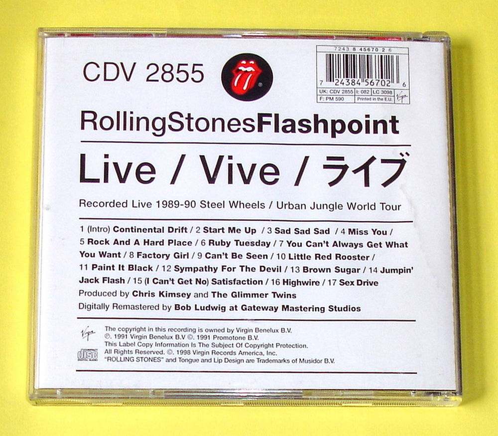 THE ROLLING STONES -CD- FLASHPOINT LIVE 89/90-START ME UP-98 CD et vinyles