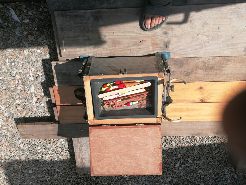 Panier coffre de p&ecirc;che en bois Sports