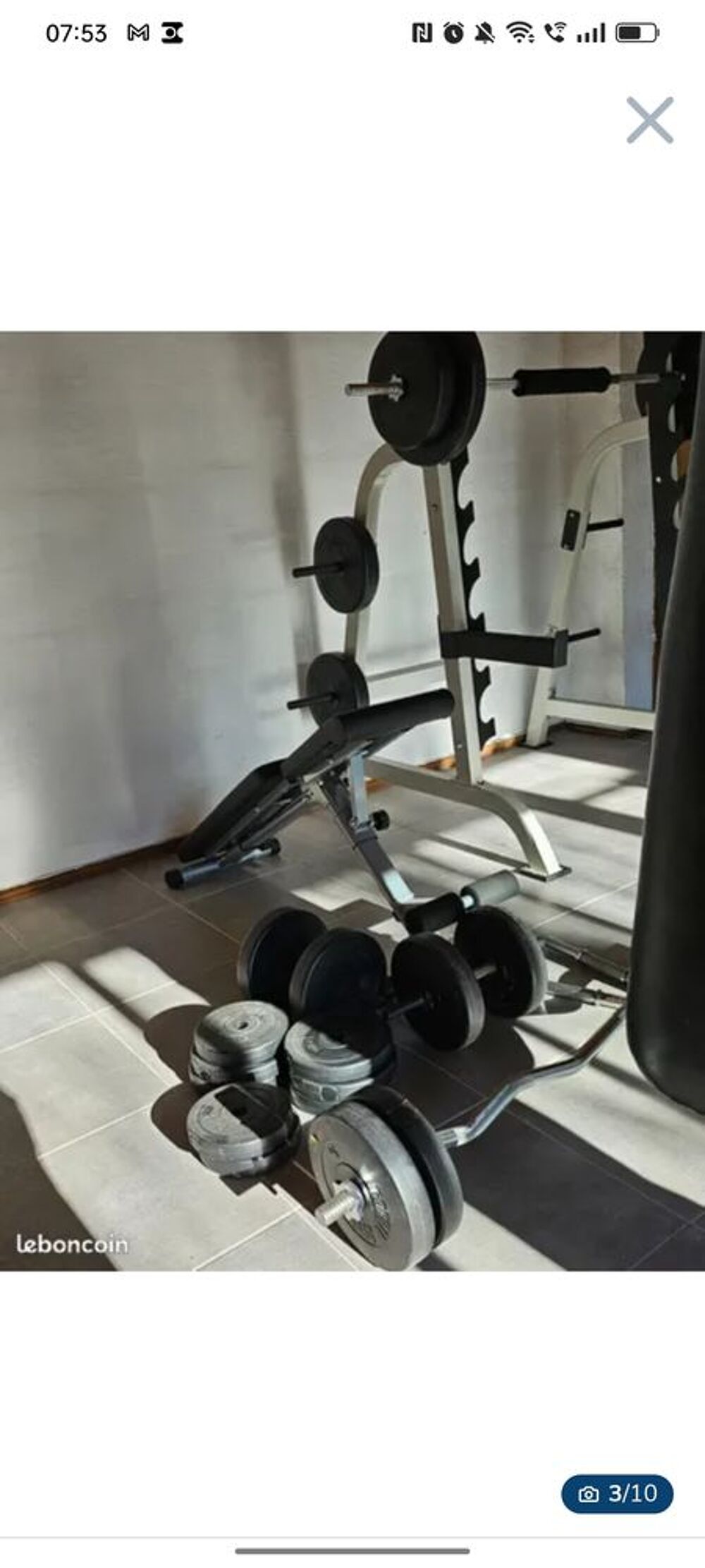 Ensemble de 3 machines de musculation, barres et 200 kg poid Sports