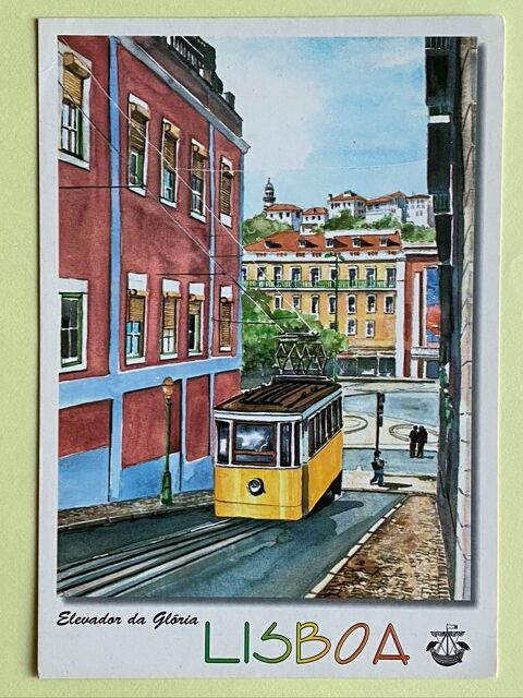 Carte Postale Elevador da Gloria_ Aquarelle de LISBOA _ PORT 3 Jou�-l�s-Tours (37)