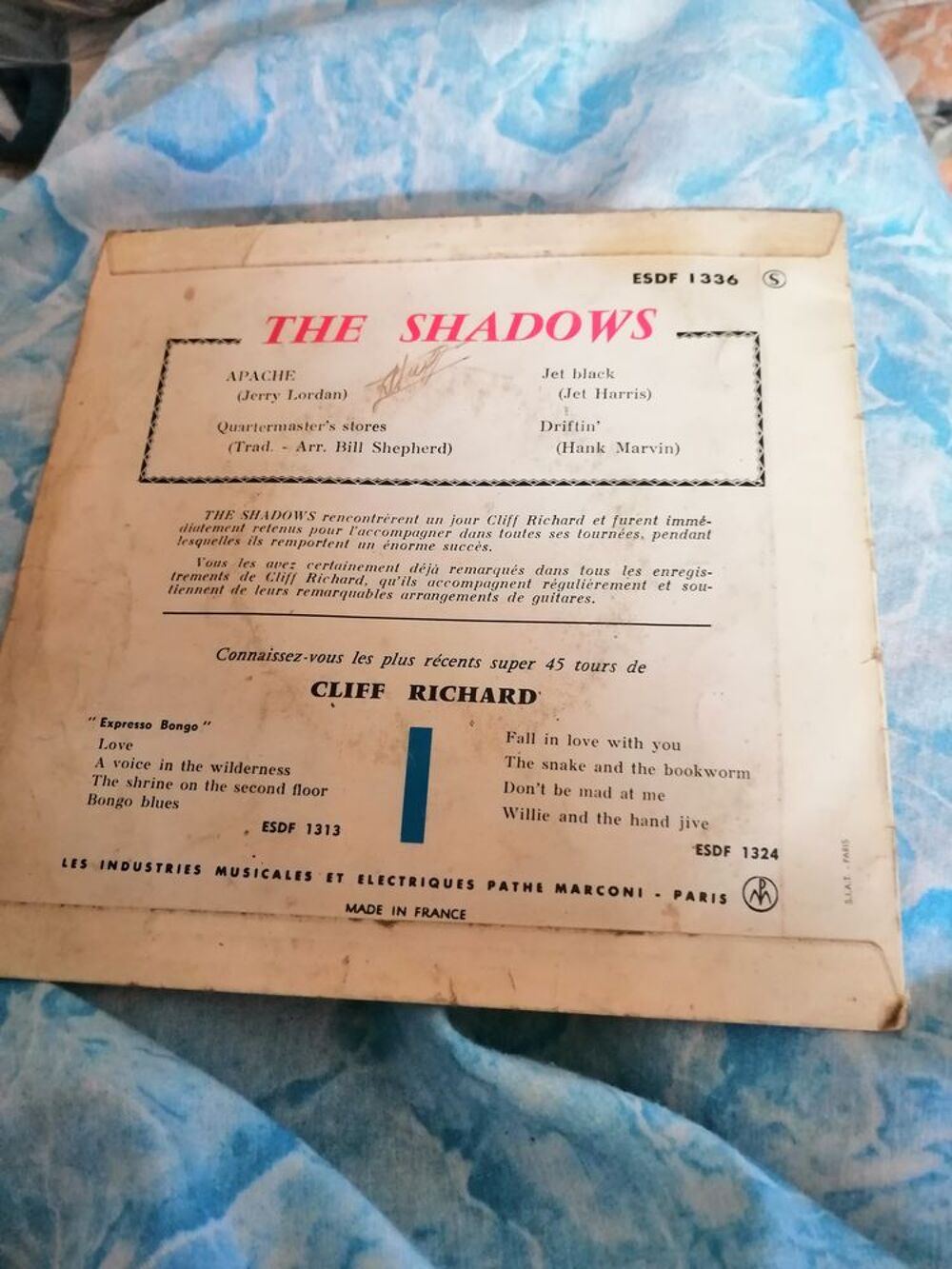 Vinyle 45 tours Apache "The shadows" 1964 CD et vinyles