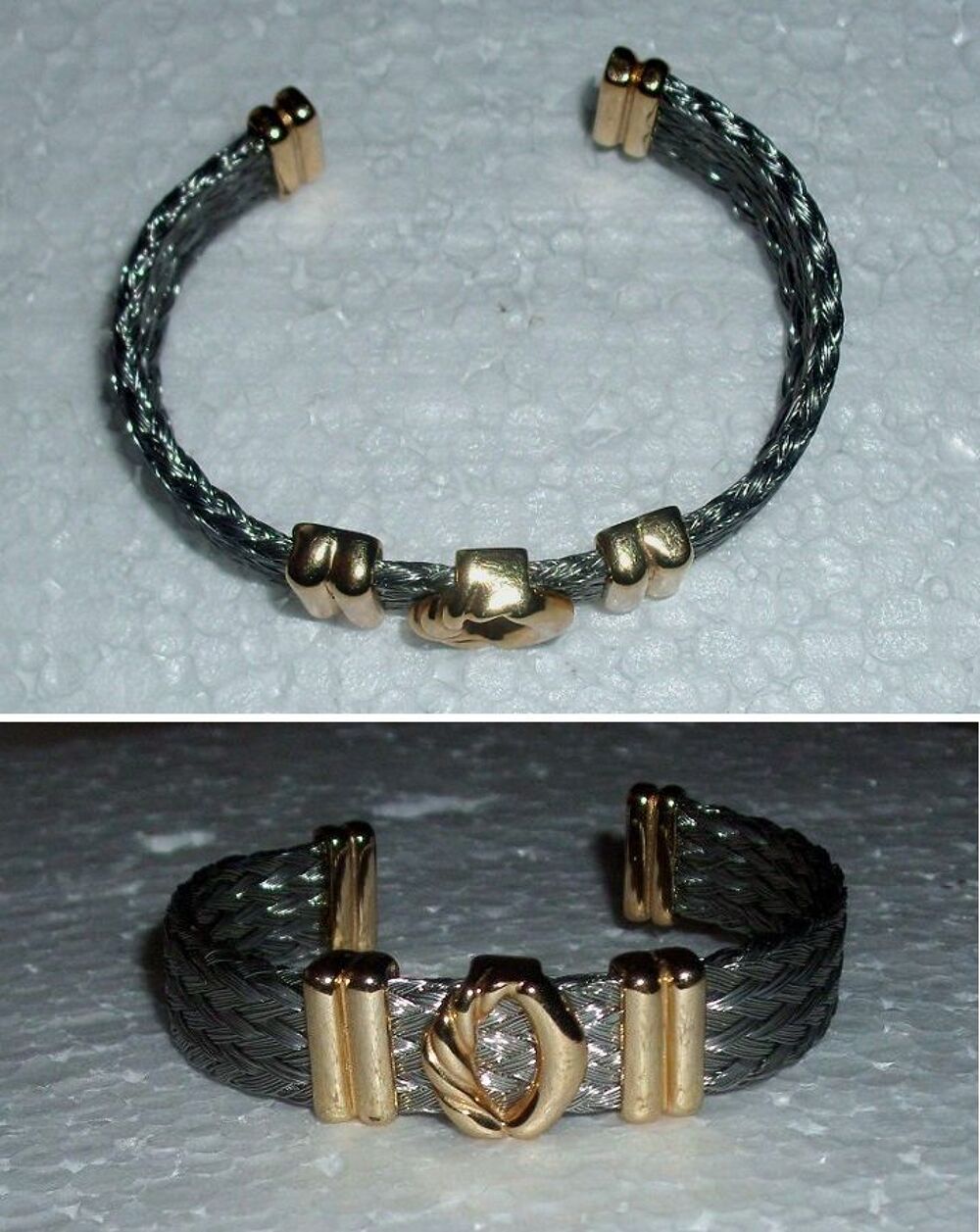 Bracelet F Jonc acier tress&eacute; Bijoux et montres