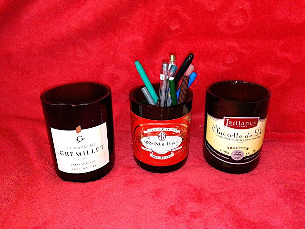 Pots &agrave; crayon demi bouteille Décoration