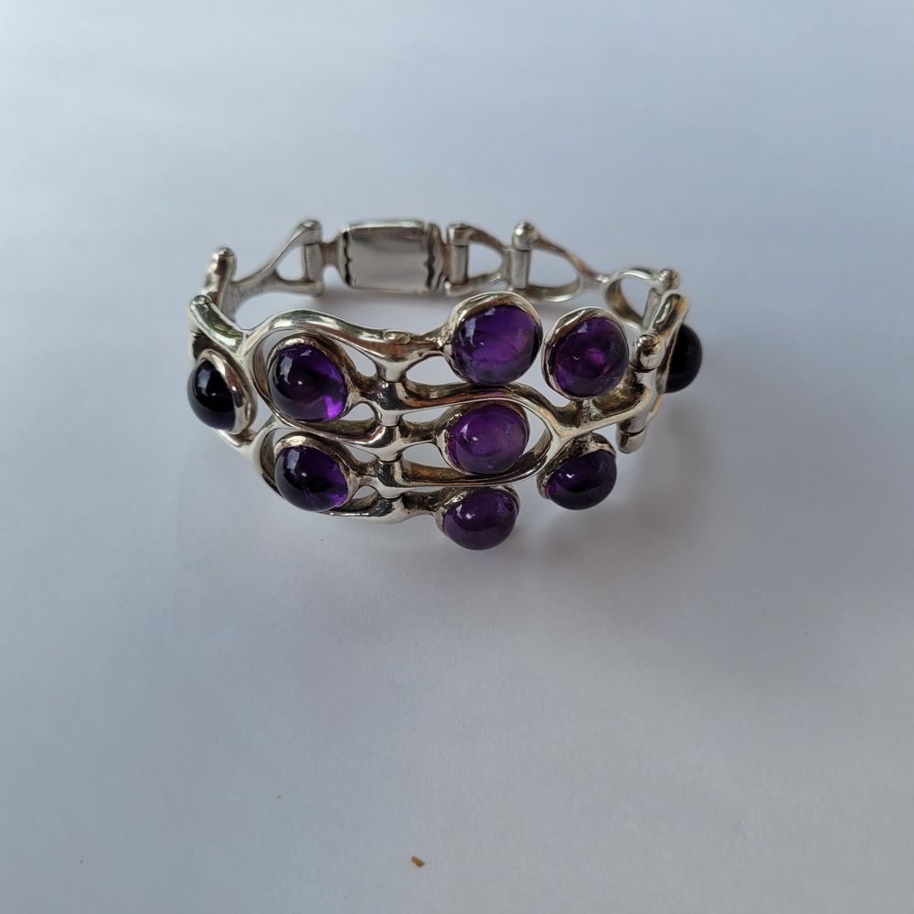 Bracelet articul&eacute; TOUL HOAT argent 9 am&eacute;thystes Bijoux et montres