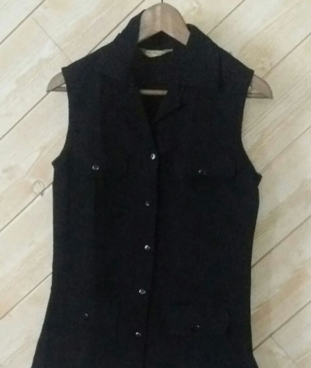 Veste gilet saharienne sans manches noire ou beige - T 38 Vêtements