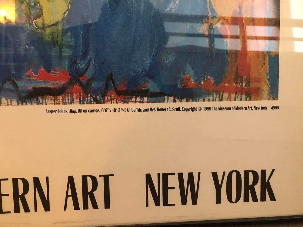 AFFICHE DU TABLEAU de JASPER JOHNS, MAP OF THE USA, EXPO 1989 du MOMA de NEW YORK Dcoration