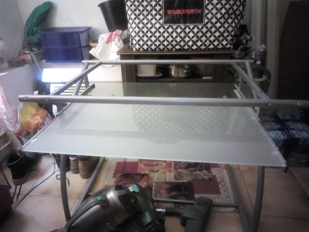 bureau informatique en verre tremper Meubles