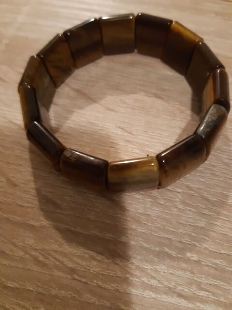 Bracelet oeil de tigre pierre plate 0 La Runion (97)