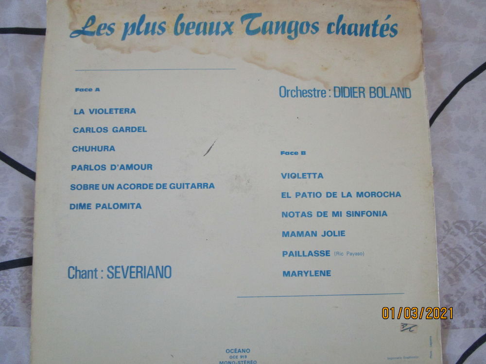 UNIQUE ancien vinyle 33 tours ; &eacute;diteur OCEANO, 
Audio et hifi