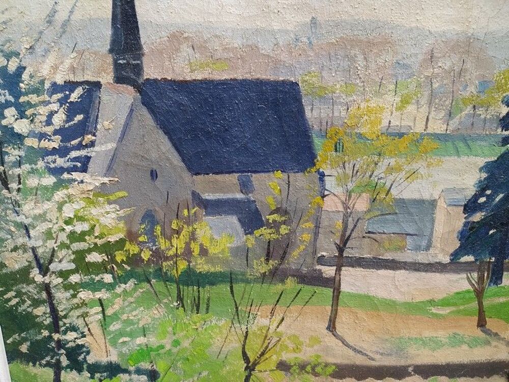 Tableau &Eacute;glise Saint-Cyr sur Loire Peintre Tourangeau Décoration