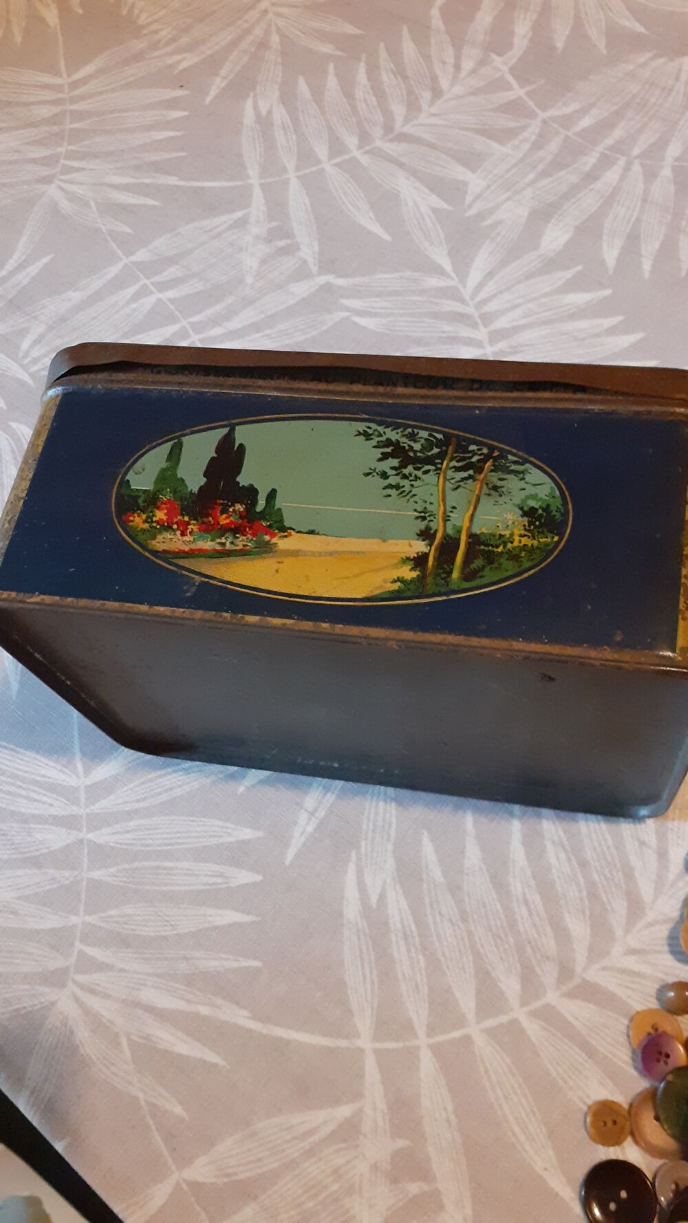 Bo&icirc;te en m&eacute;tal avec boutons vintage 