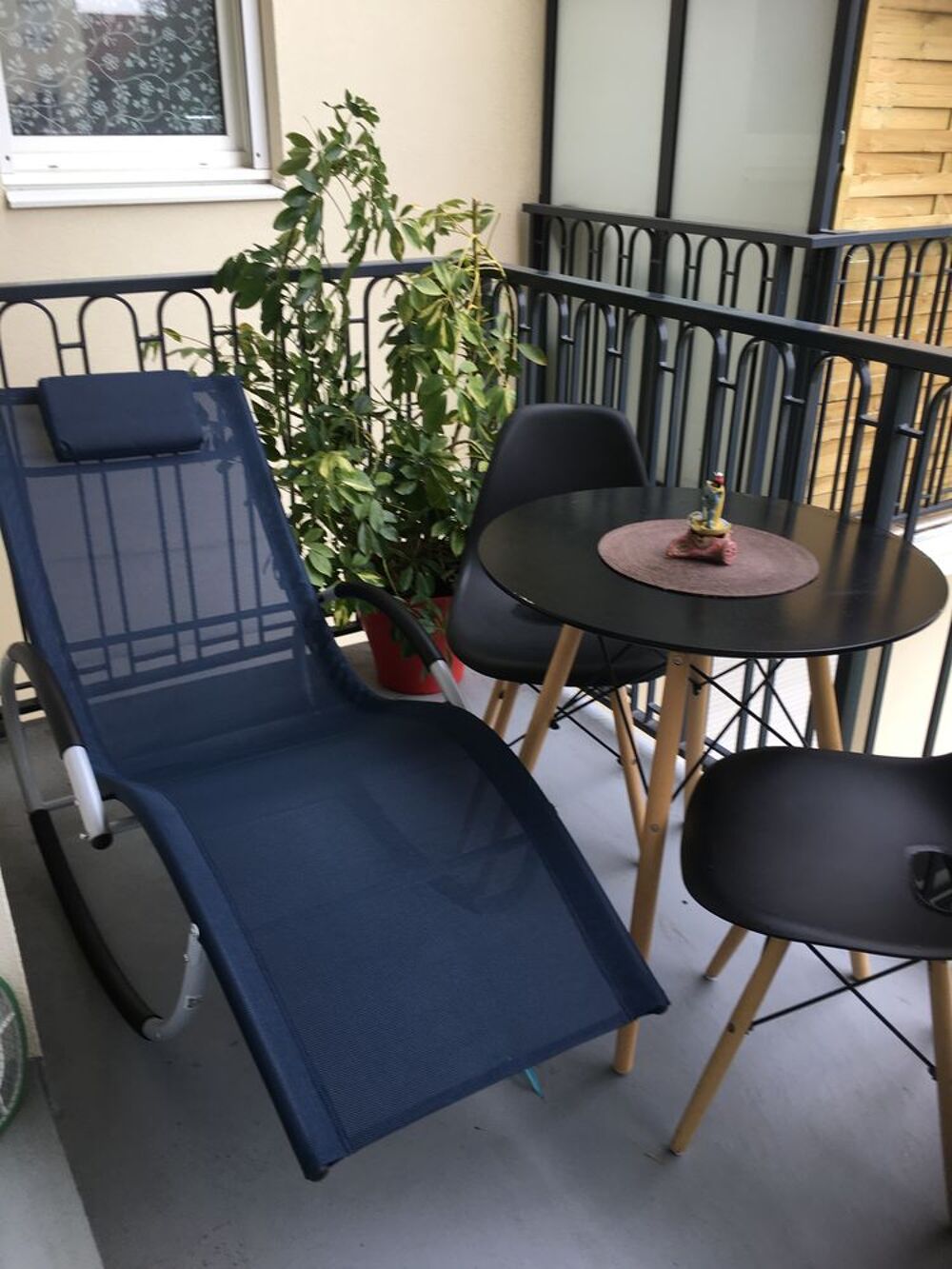 1 Transat rocking-chair bleu + 1 Transat &agrave; bascule ivoire Jardin
