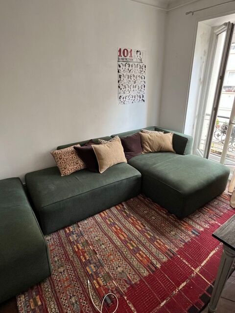 Canapé d'angle modulable BOBOCHIC MEGEVE vert + pouf - Excellent état Paris 13 (75)