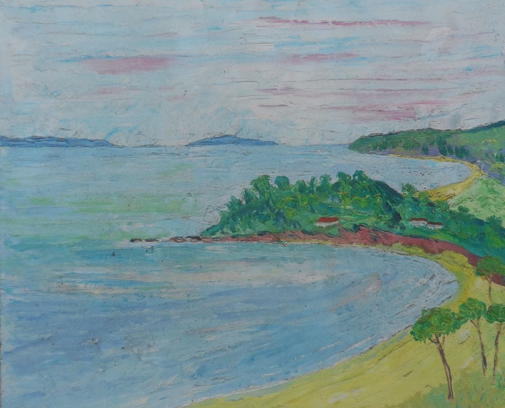 Peinture sur bois c&ocirc;te Varoise pr&eacute;s du Lavandou sign&eacute;e Décoration