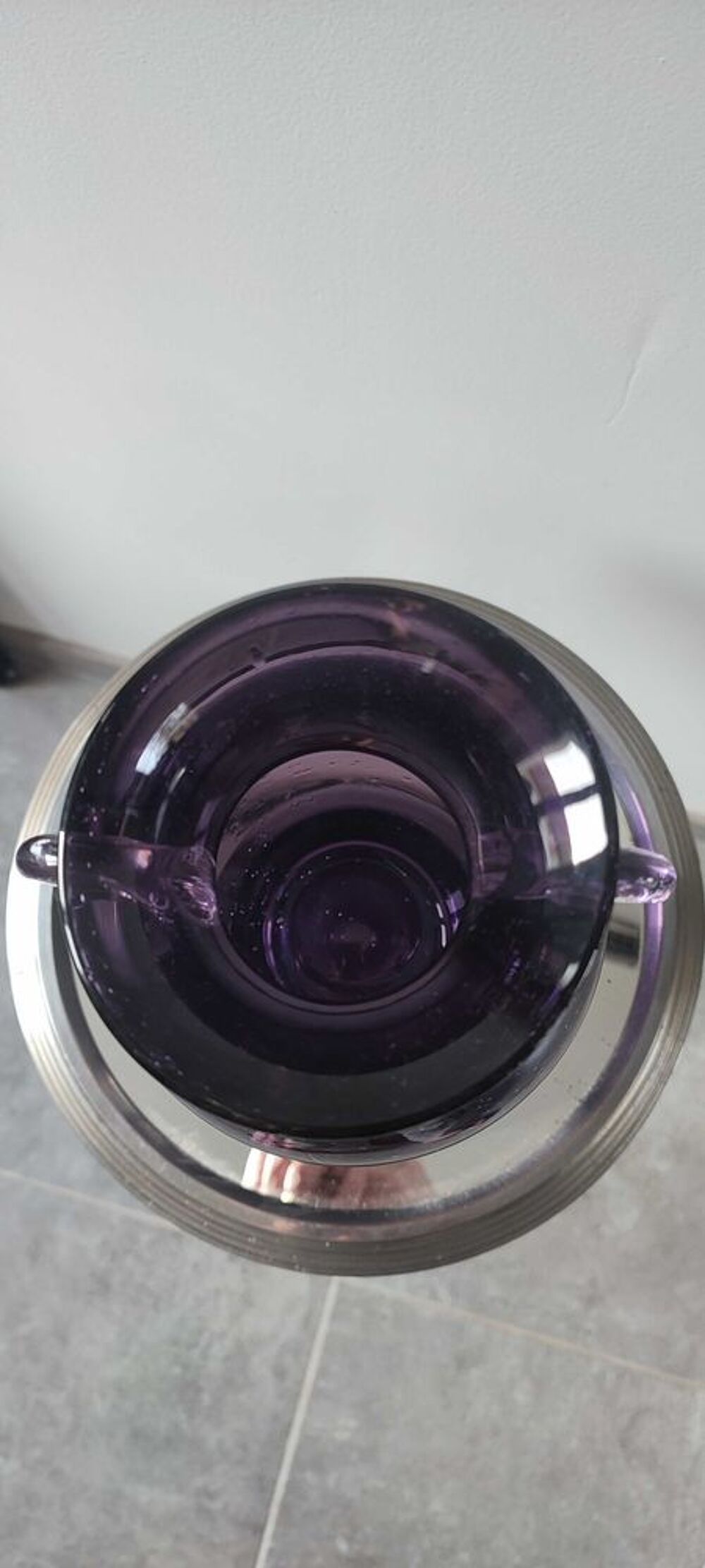Vase italien vintage en verre d'art souffl&eacute; 