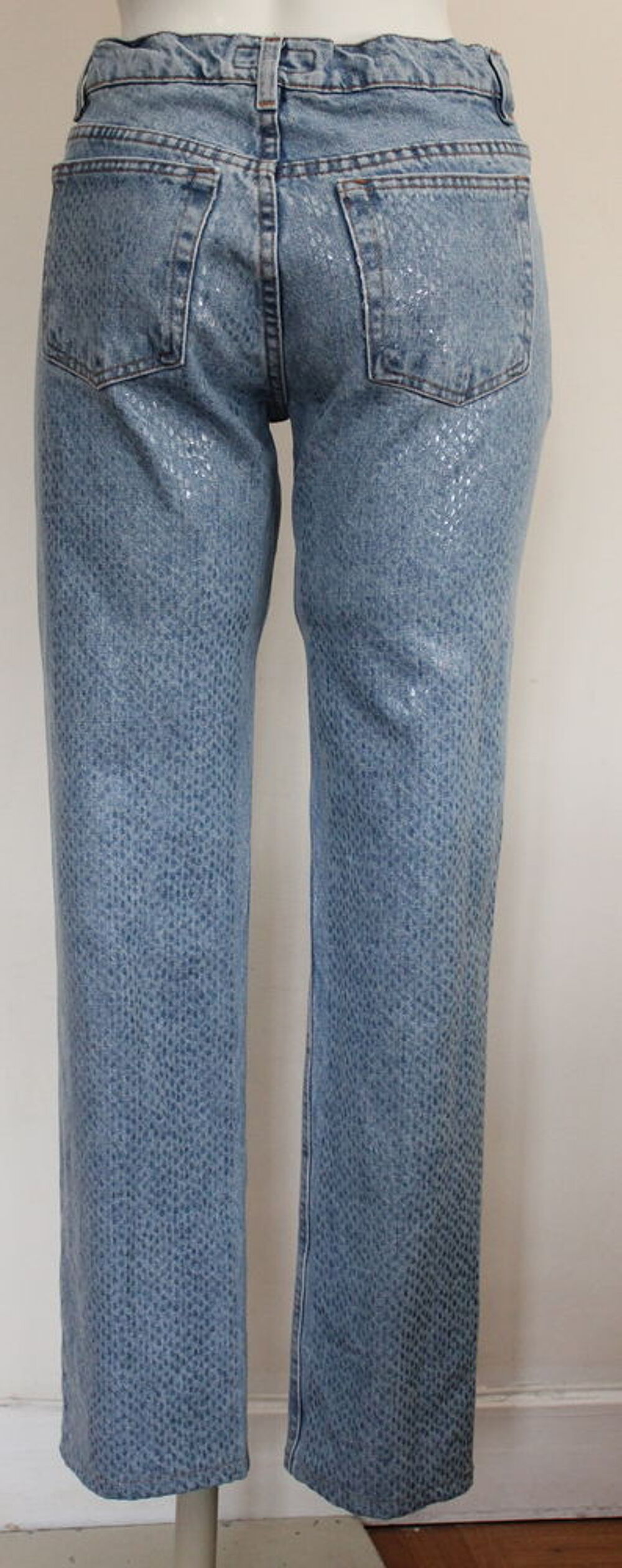 Pantalon bleu paillet&eacute; ROBERTO CAVALLI T.36 Fr diamante Vêtements