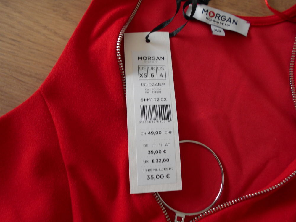 Petit haut sans manches, rouge, Taille 34/XS, neuf Morgan Vêtements