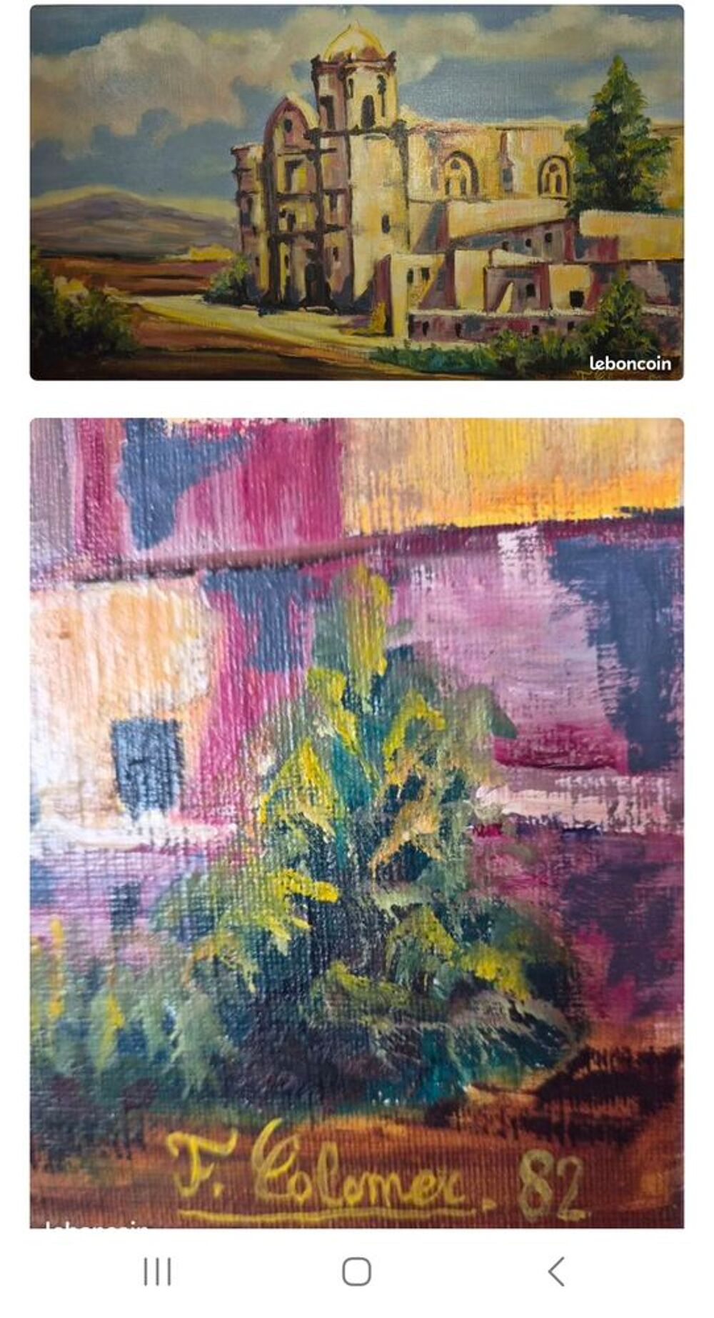Tableau original Huile sur toile "&Eacute;glise m&eacute;diterran&eacute;enne" - Décoration