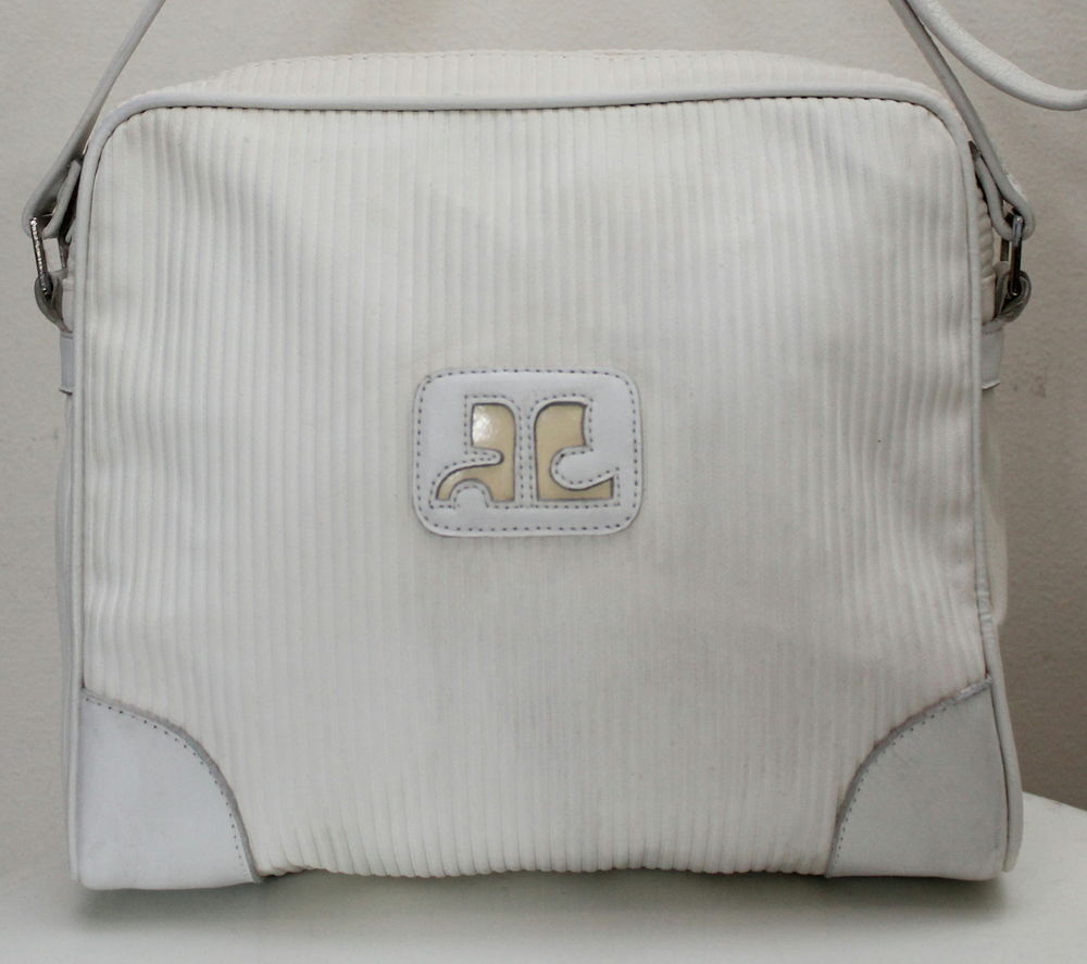 Sac blanc toile &amp; cuir COURREGES
bandouli&egrave;re Maroquinerie