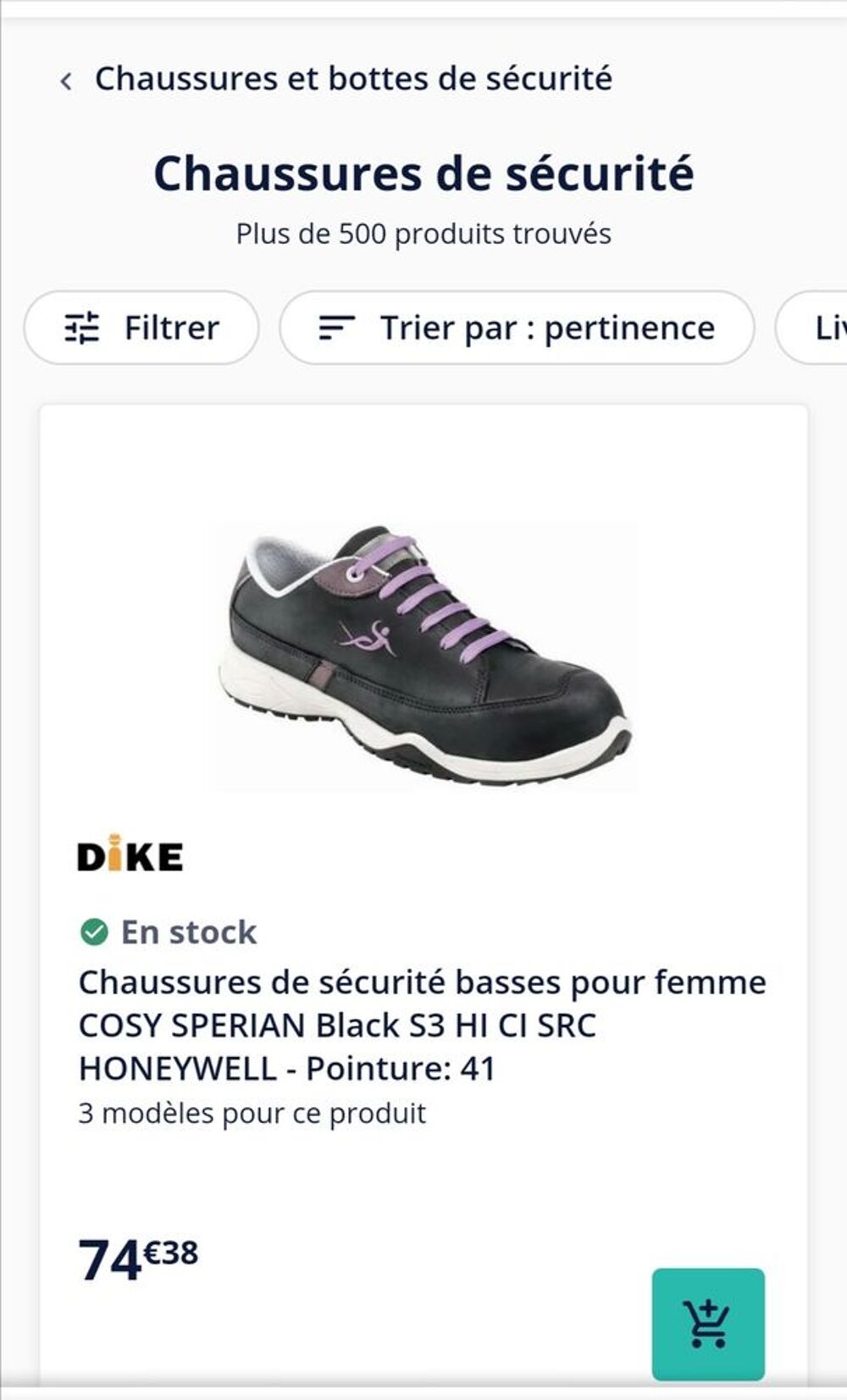 vd chaussures de s&eacute;curit&eacute; femme Chaussures