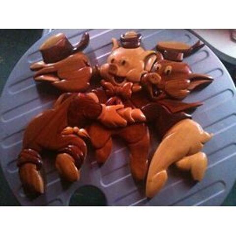 Les 3 petits cochons, cadre ou sculpture à accrocher au mur 34 Bosc-le-Hard (76)
